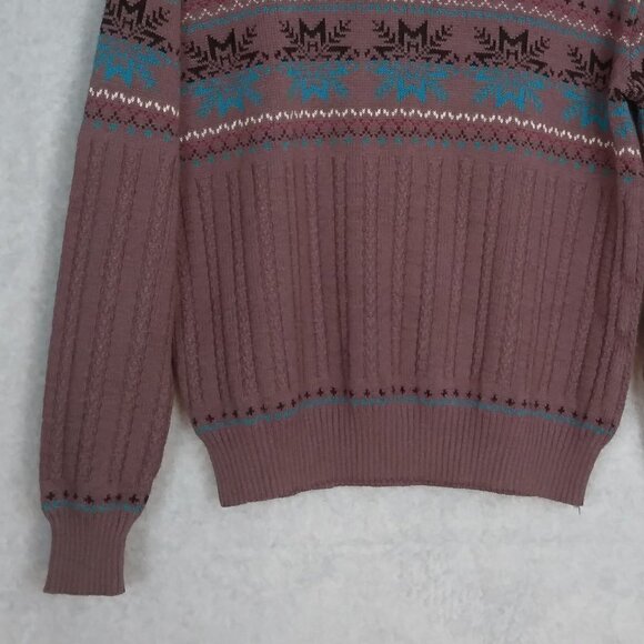 Rob Winter | Vintage Fair Isle Patterned Knit Crewneck Sweater Brown | Size L - Picture 3 of 6